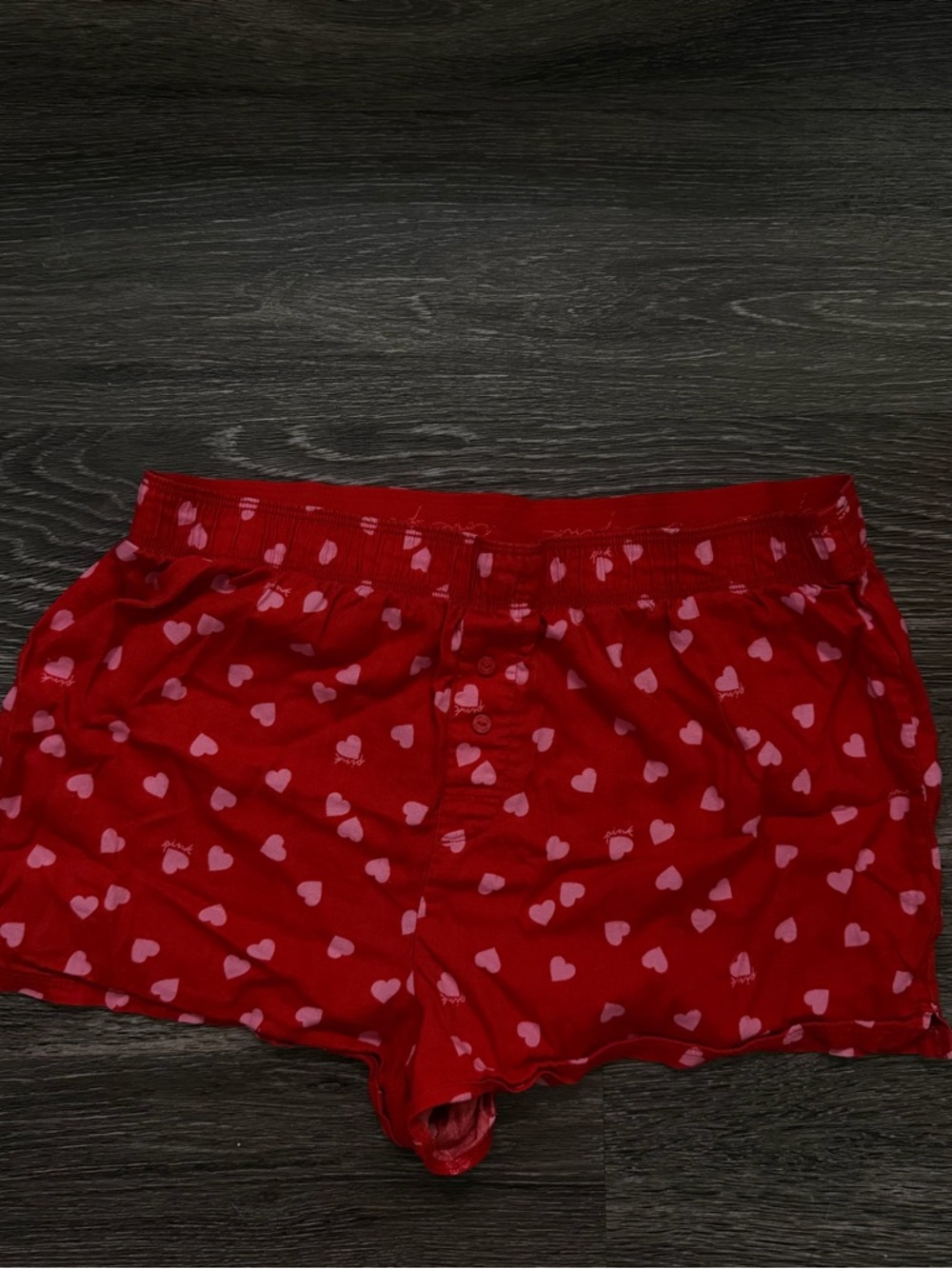 PINK Red Heart Print Lounge Shorts